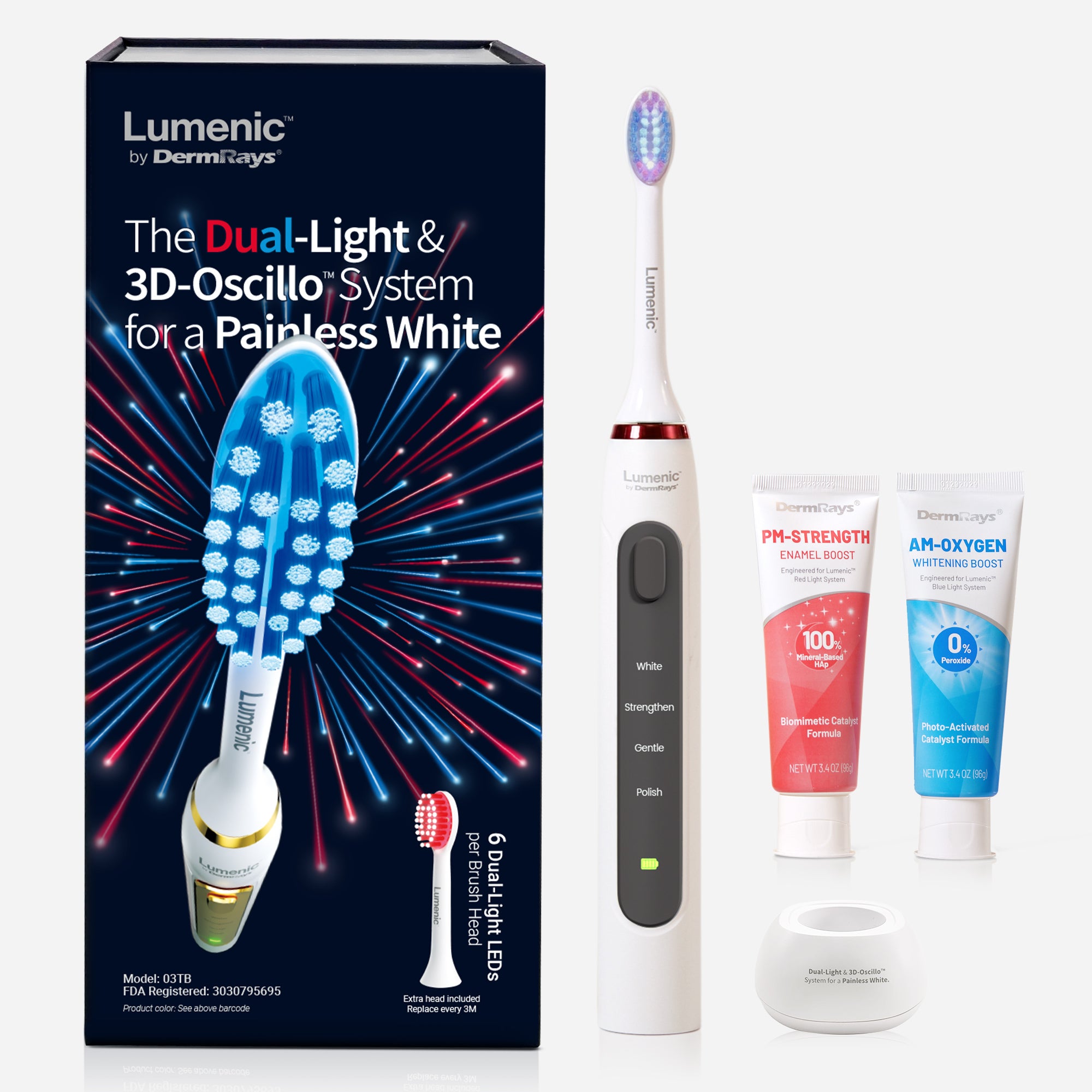 Sistema Lumenic™ de doble luz y 3D-Oscillo™ para un blanco sin dolor
