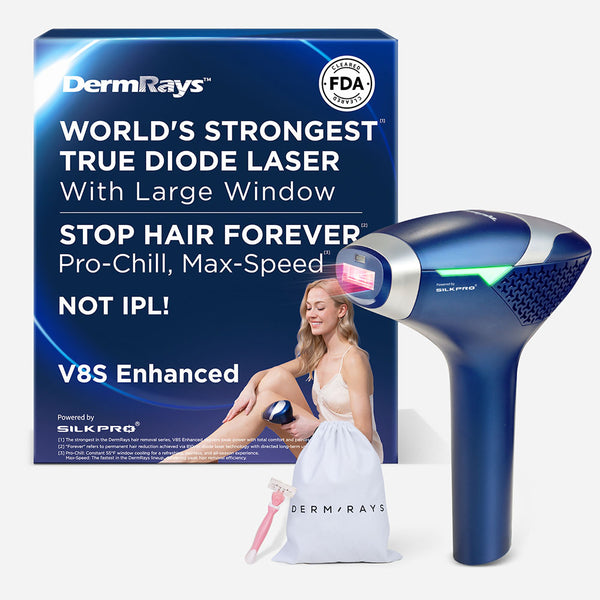 DermRays V8S *Édition améliorée* Épilation au laser à diode, refroidissement de niveau professionnel, cible les cheveux épais avec précision