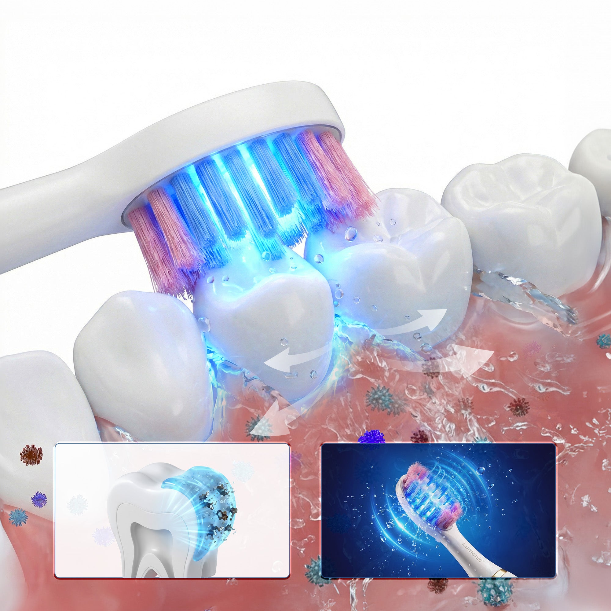 Sistema Lumenic™ de doble luz y 3D-Oscillo™ para un blanco sin dolor