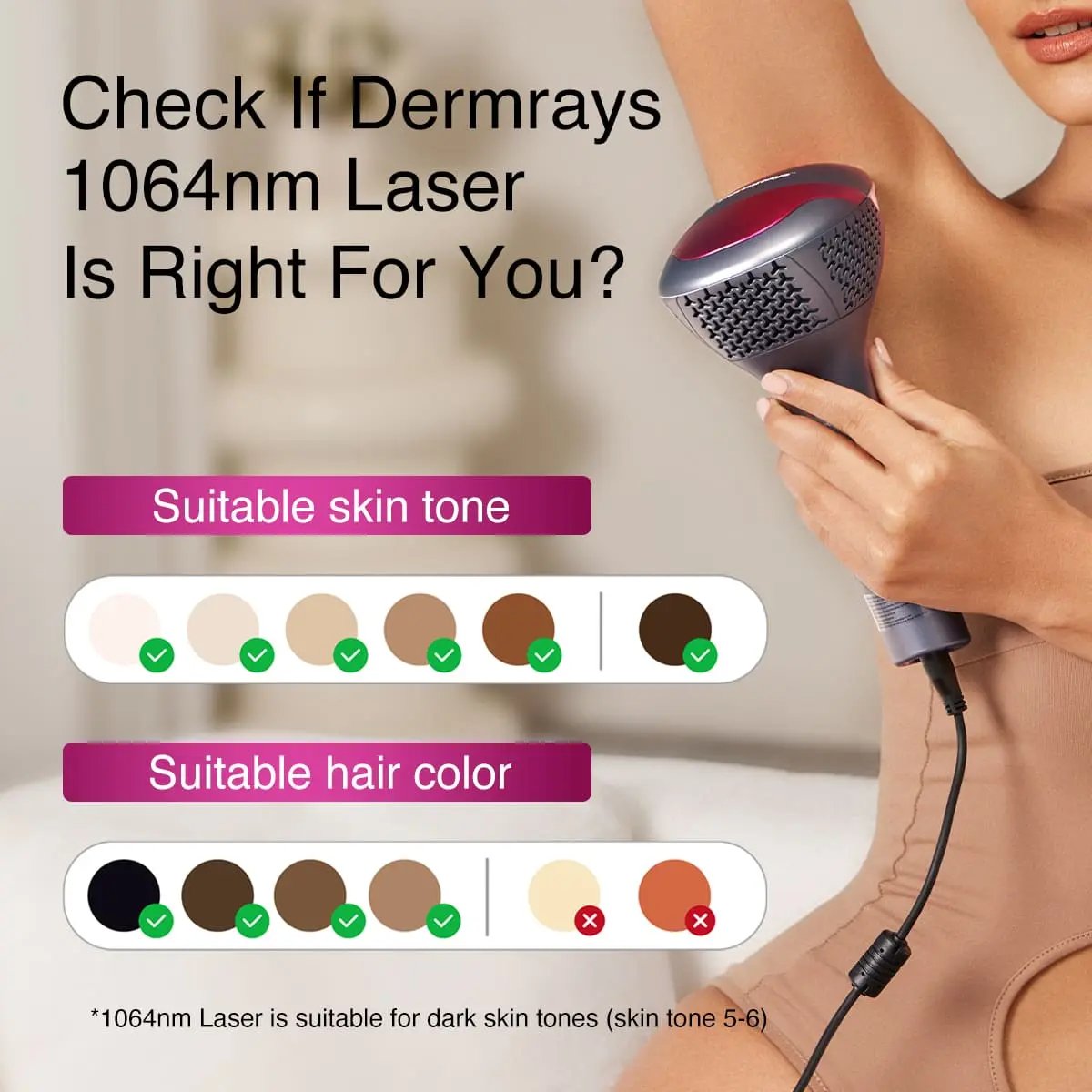 DermRays V6S Diode Laser Hair Removal, 1064nm, Specifically For Dark Skin Dermrays DermRays