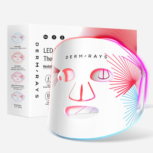 DermRays LED Light Therapy Silicone Mask For Face, Neck and Décolletage, Revitalize & Renew Your Skin