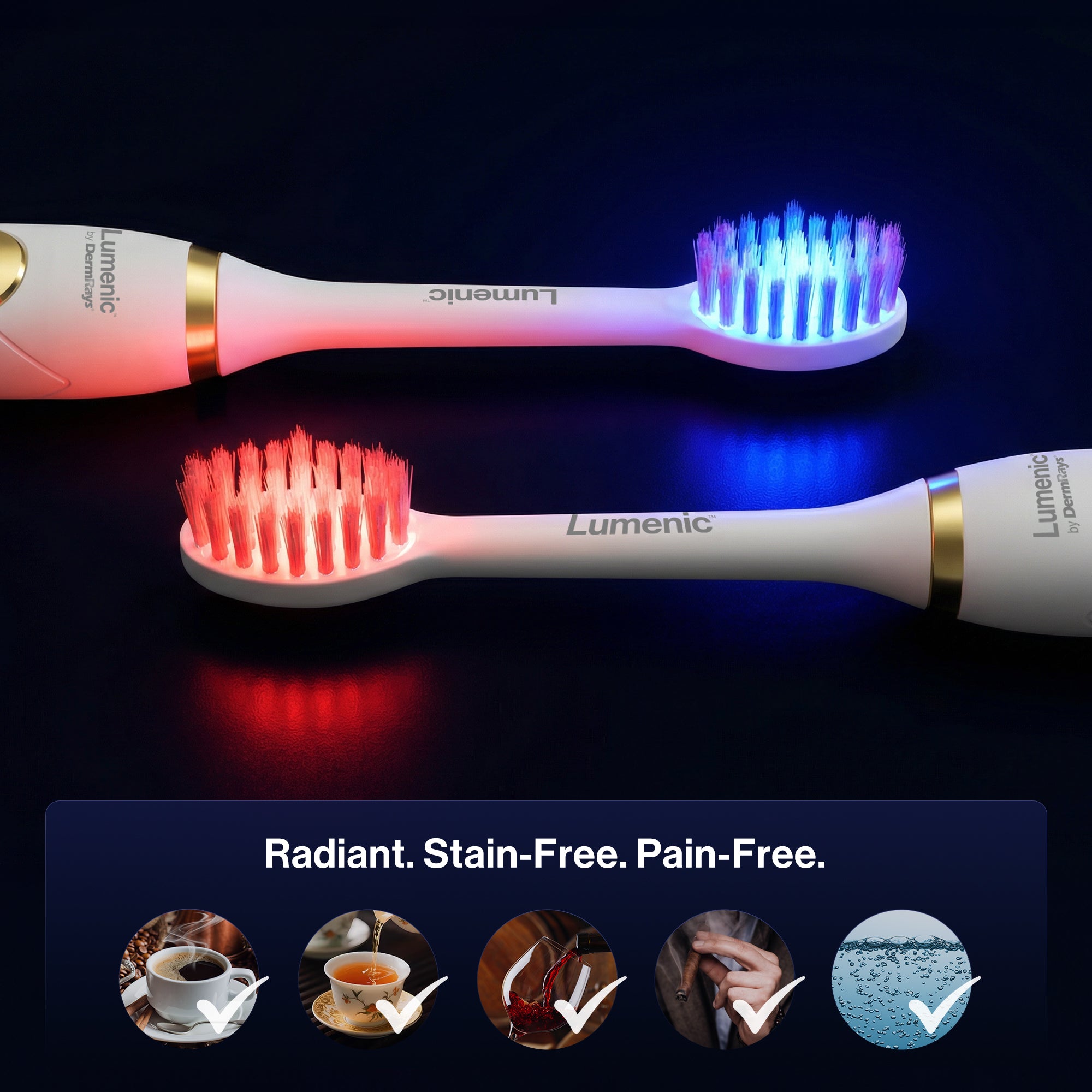 Sistema Lumenic™ de doble luz y 3D-Oscillo™ para un blanco sin dolor