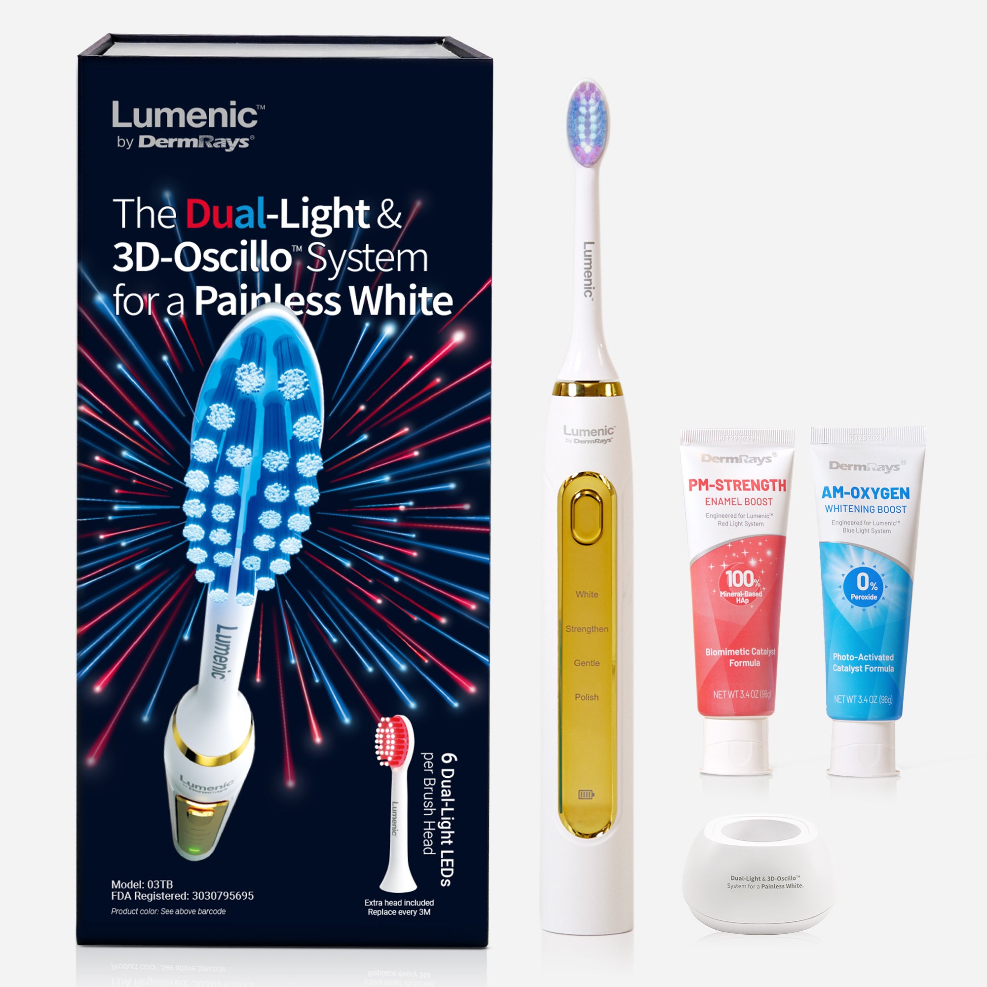 Sistema Lumenic™ de doble luz y 3D-Oscillo™ para un blanco sin dolor