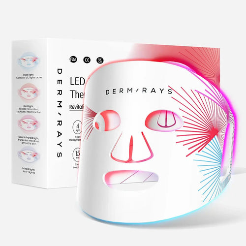 DermRays LED-Lichttherapie-Silikonmaske für Gesicht, Hals und Dekolleté, revitalisieren und erneuern Sie Ihre Haut