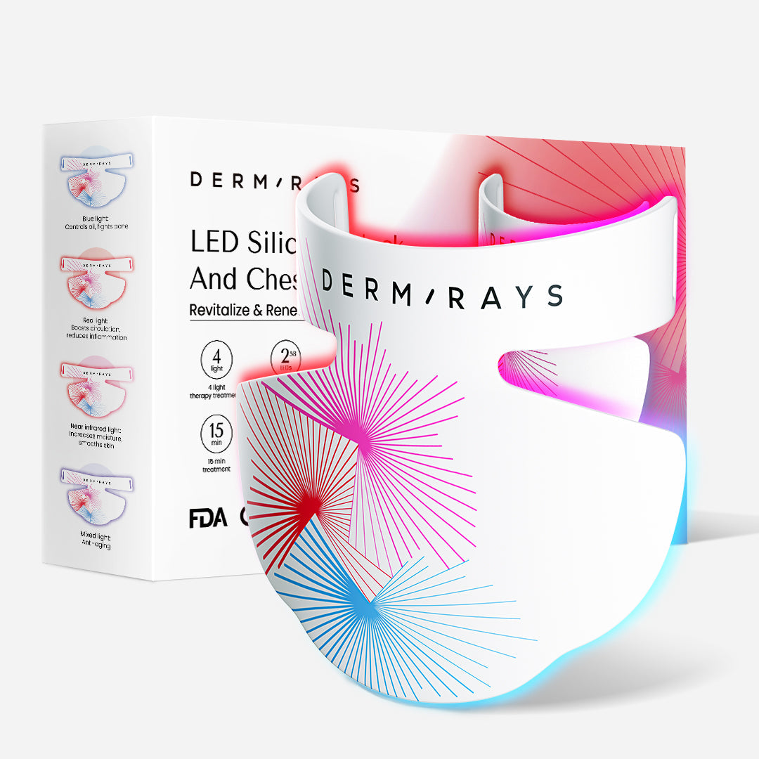 DermRays LED Light Therapy Mask For Face, Neck and Décolletage, Revitalize & Renew Your Skin